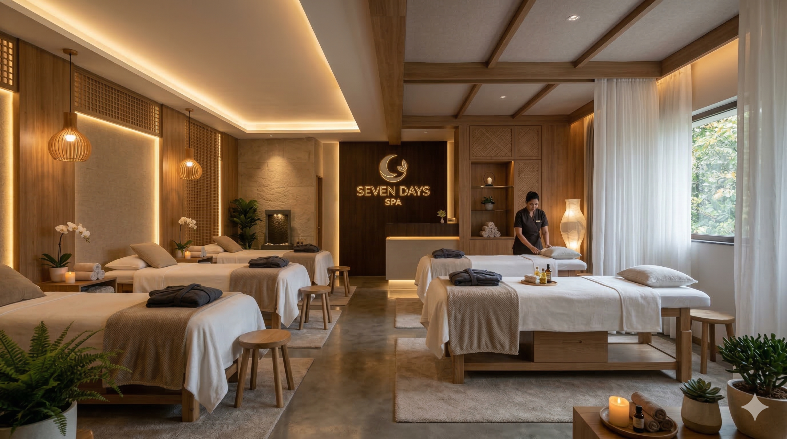 Modern luxury spa interior in BTM Layout - Seven Days Spa